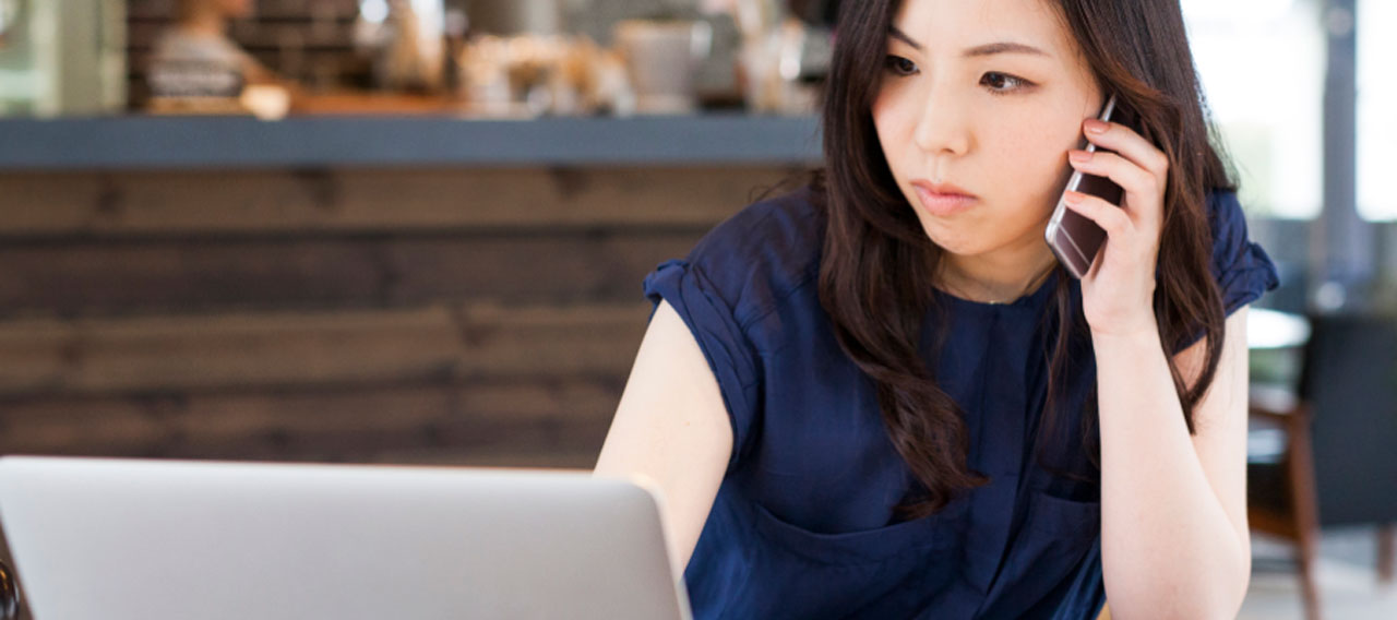 woman working remotely