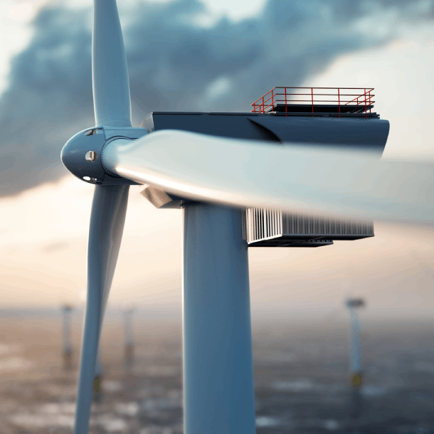 close shot of wind turbine