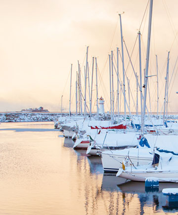 marina in winter