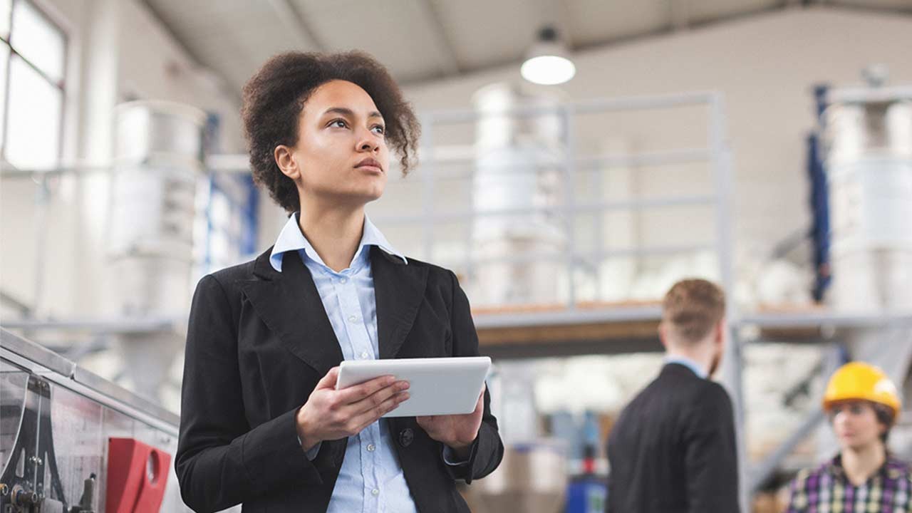 Woman working in a large business