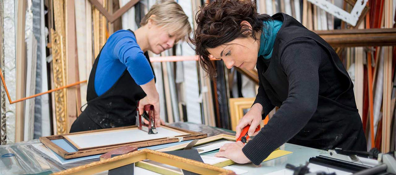 craftswomen preparing frames