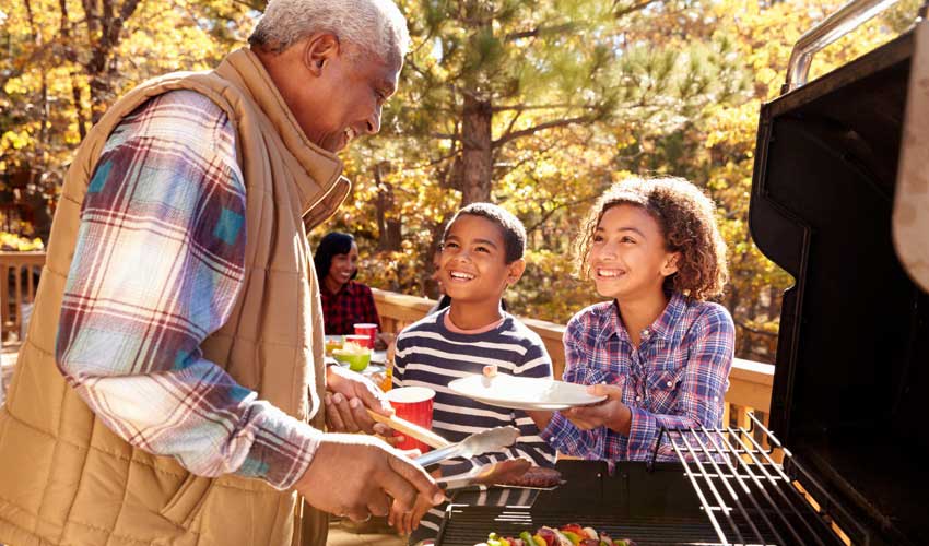 Grandpa talking with kids