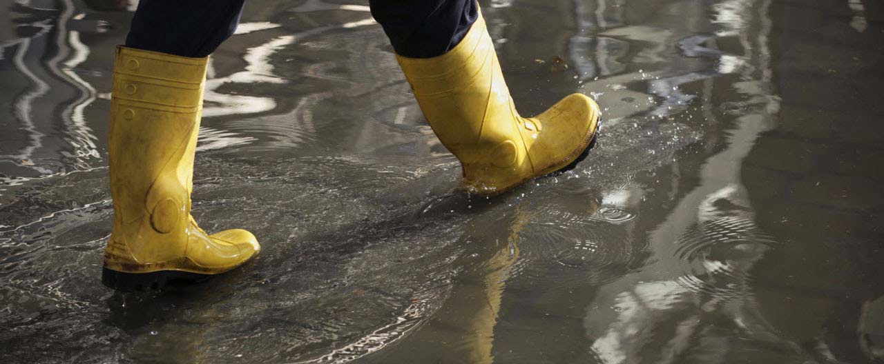 walking across water damaged floor