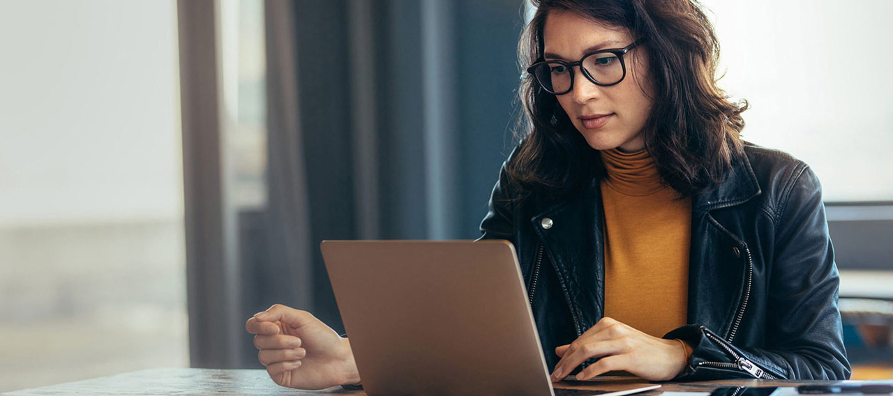 woman working online at home