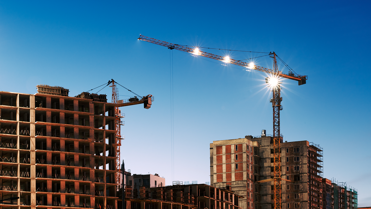 cranes on skyline