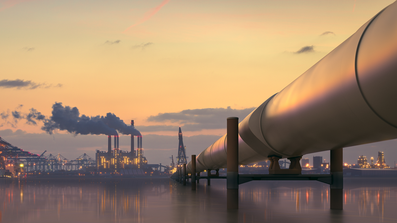 large pipe leading to factory