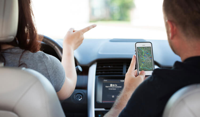 teen driver with her father