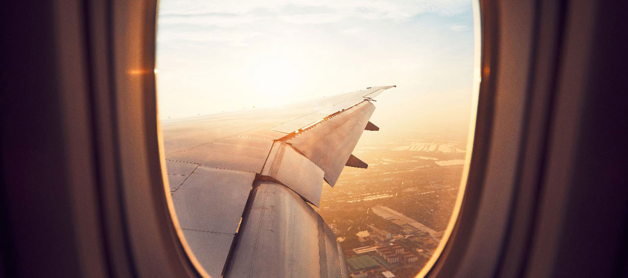 airplane wing from airplane window