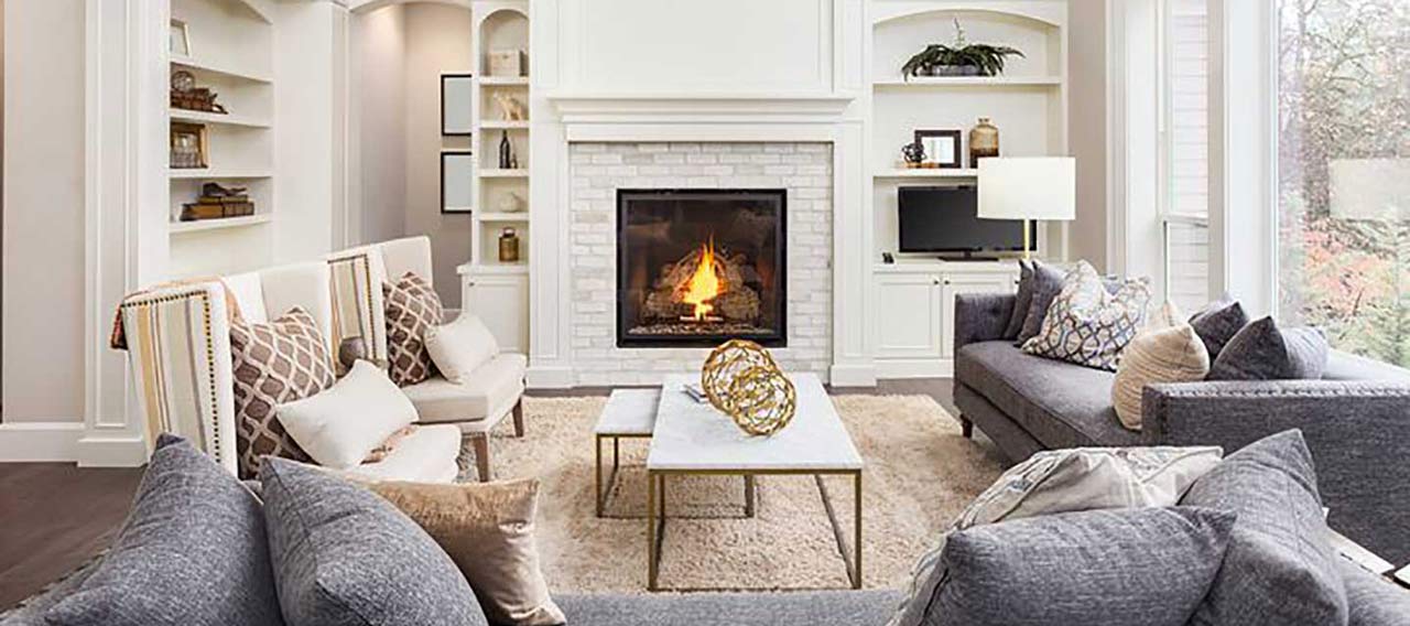 living room with fireplace