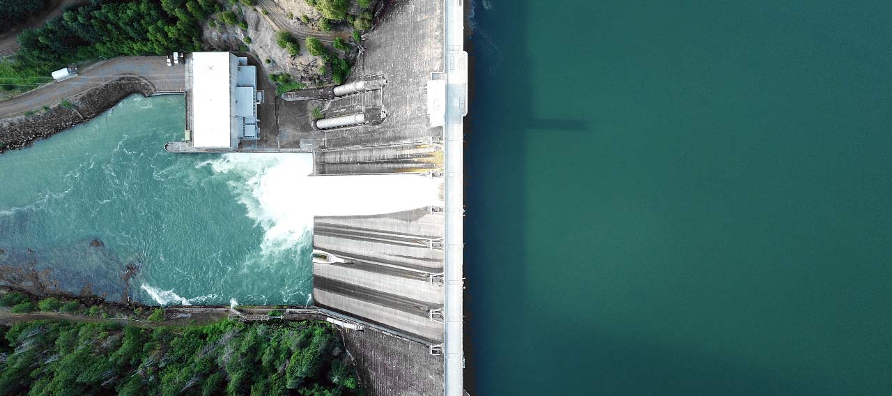 water dam top view
